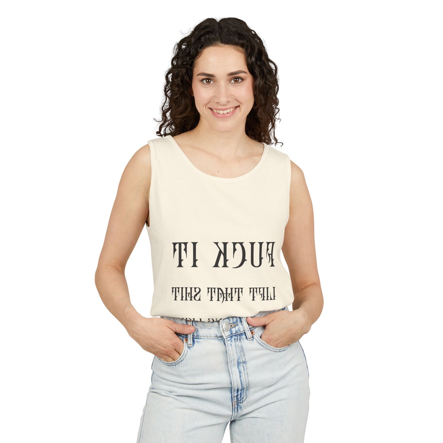 Unisex Garment-Dyed Tank Top - 'F*ck It, Lift That Sh*t' Motivational Workout Tee