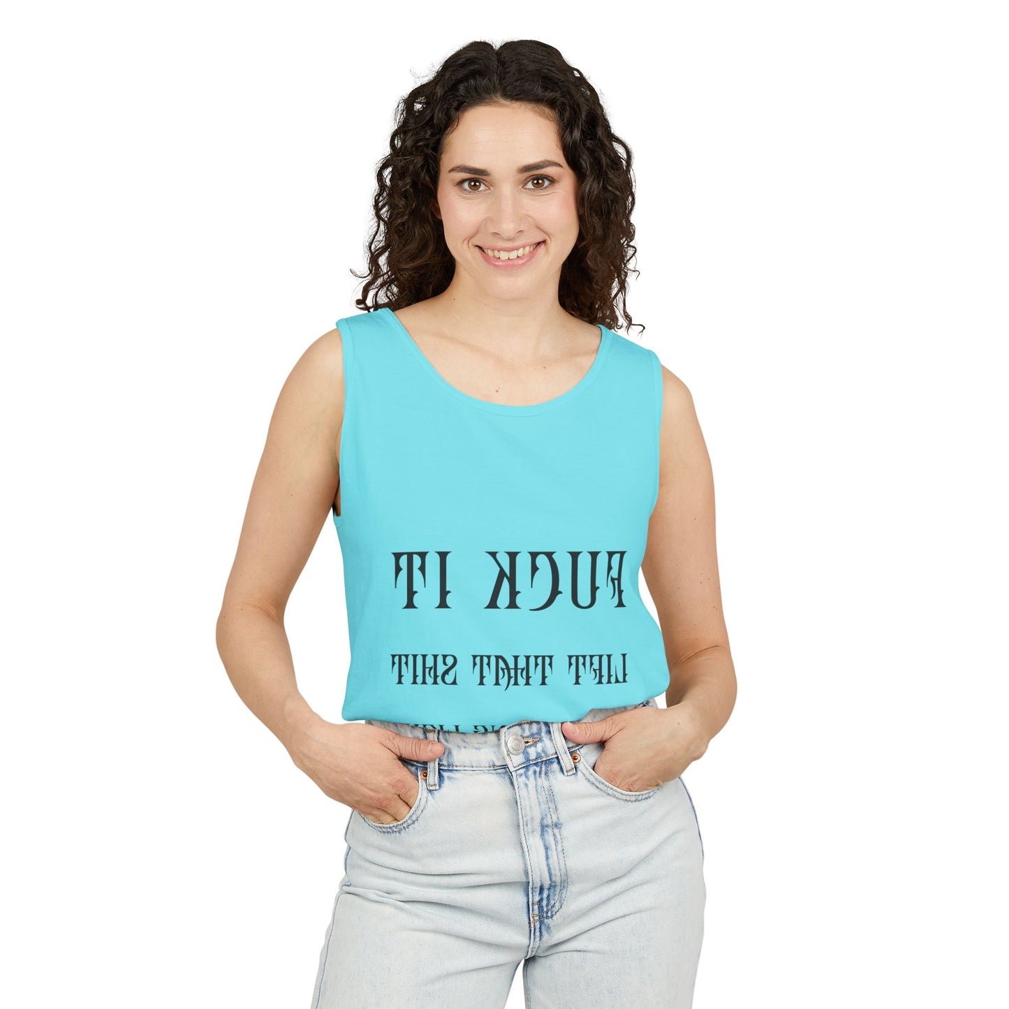 Unisex Garment-Dyed Tank Top - 'F*ck It, Lift That Sh*t' Motivational Workout Tee