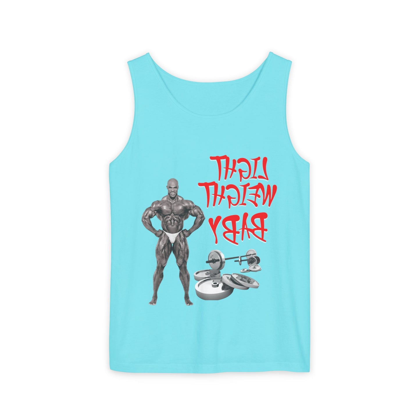 Unisex Garment-Dyed Tank Top - 'Light Weight Baby' Gym Shirt with Back Design