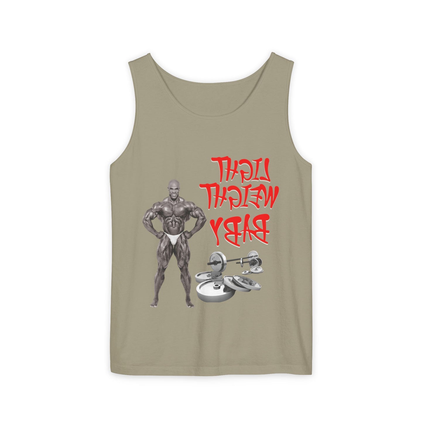Unisex Garment-Dyed Tank Top - 'Light Weight Baby' Gym Shirt with Back Design