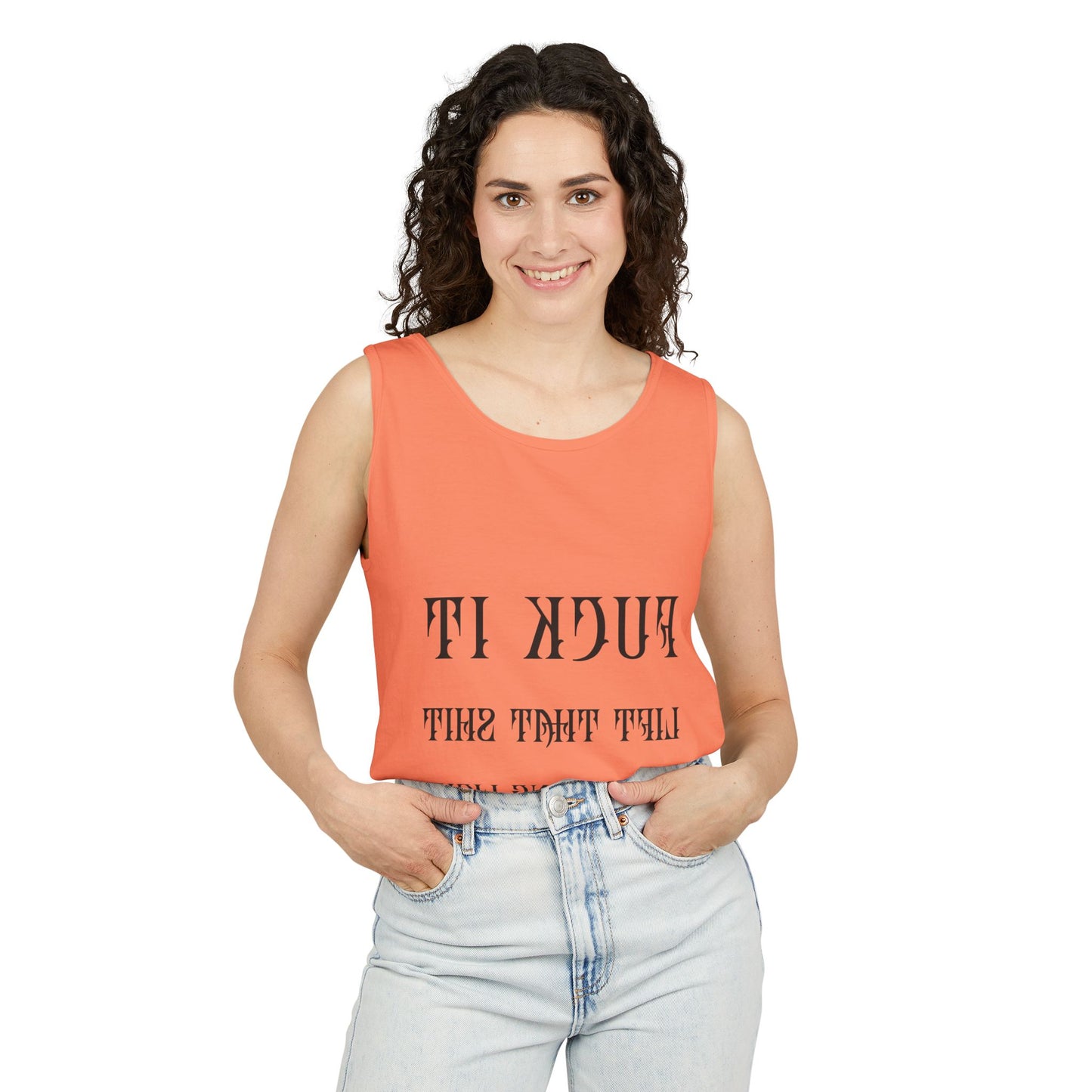 Unisex Garment-Dyed Tank Top - 'F*ck It, Lift That Sh*t' Motivational Workout Tee