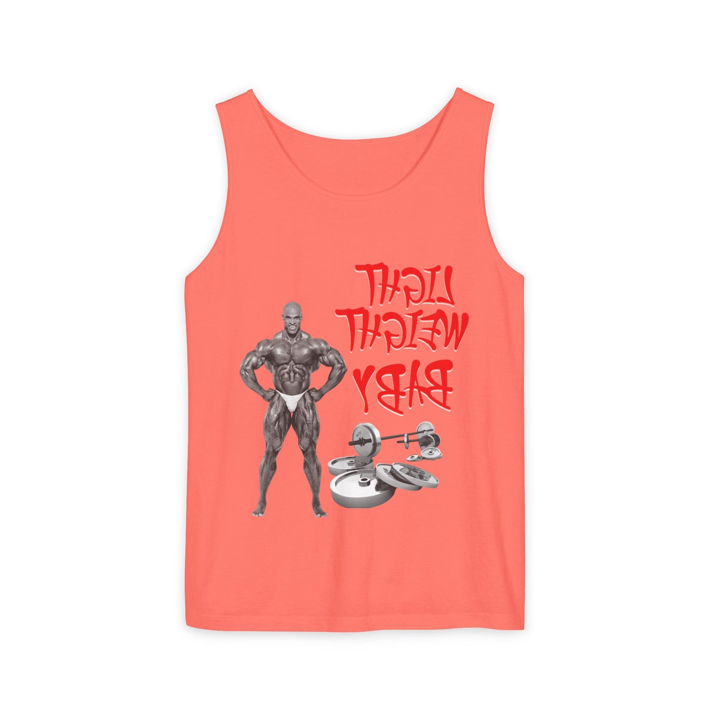 Unisex Garment-Dyed Tank Top - 'Light Weight Baby' Gym Shirt with Back Design