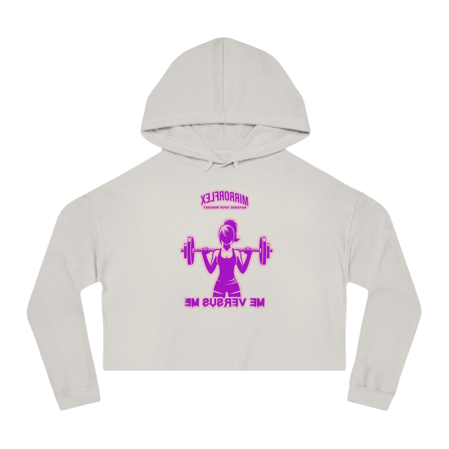 Empowering Women's Cropped Hooded Sweatshirt - Mirrorflex Gym Design