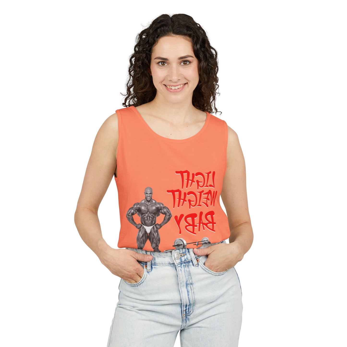 Unisex Garment-Dyed Tank Top - 'Light Weight Baby' Gym Shirt with Back Design
