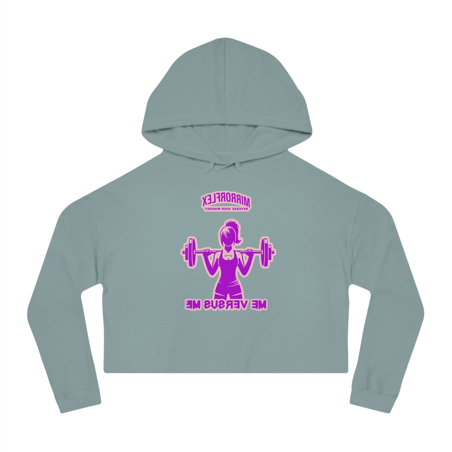 Empowering Women's Cropped Hooded Sweatshirt - Mirrorflex Gym Design