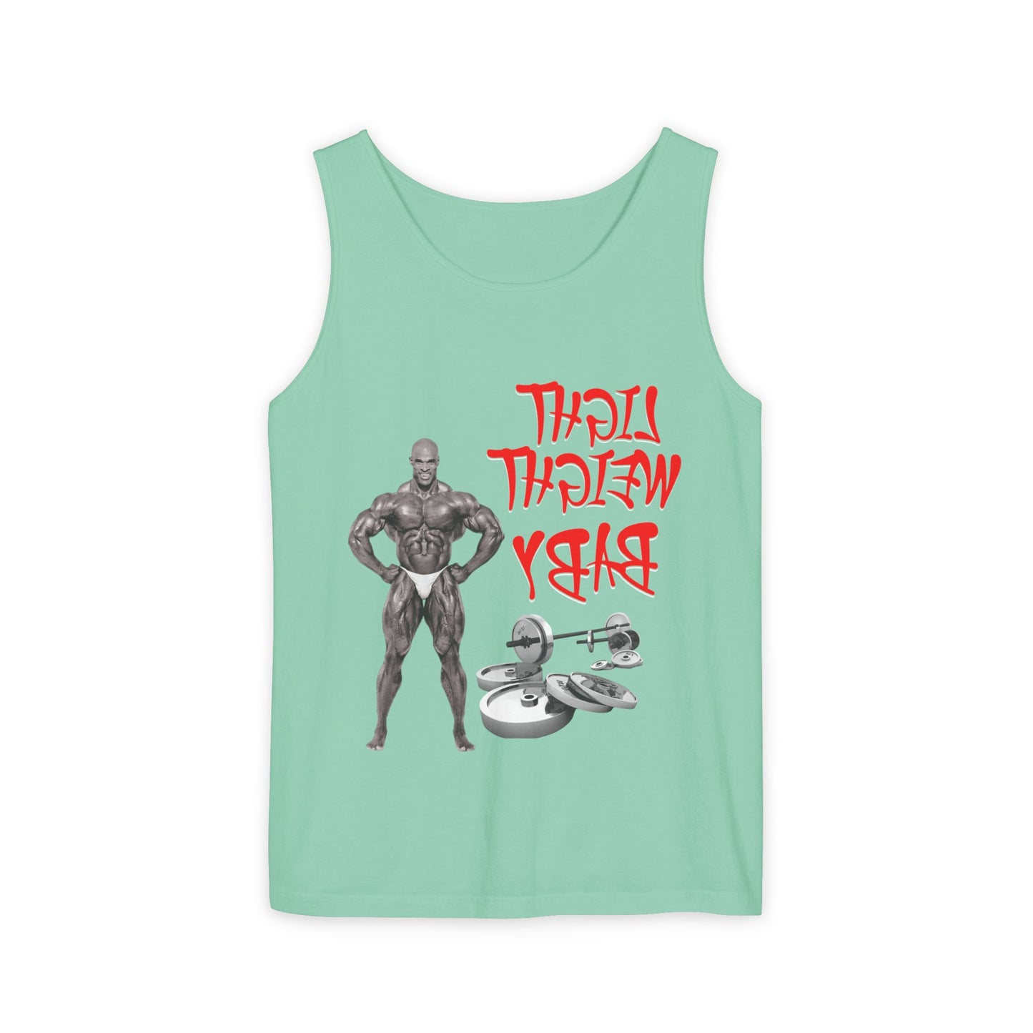 Unisex Garment-Dyed Tank Top - 'Light Weight Baby' Gym Shirt with Back Design