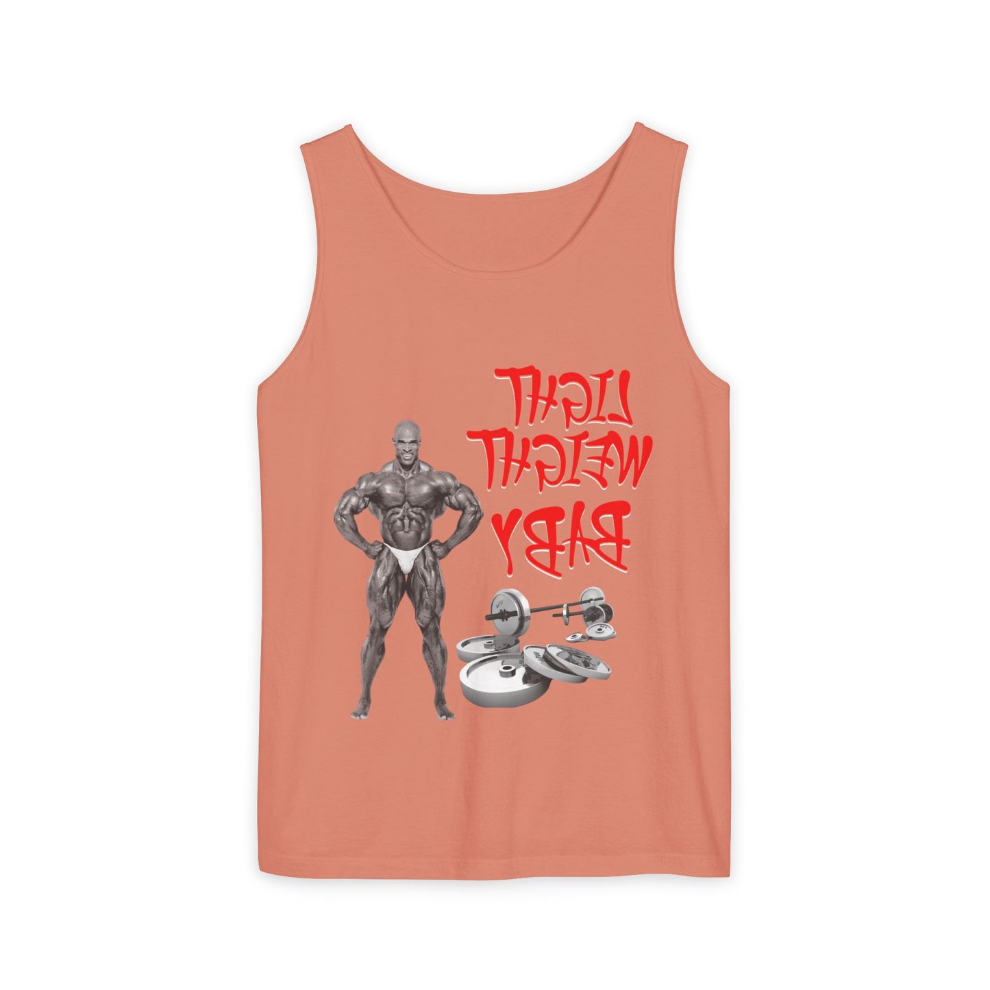 Unisex Garment-Dyed Tank Top - 'Light Weight Baby' Gym Shirt with Back Design