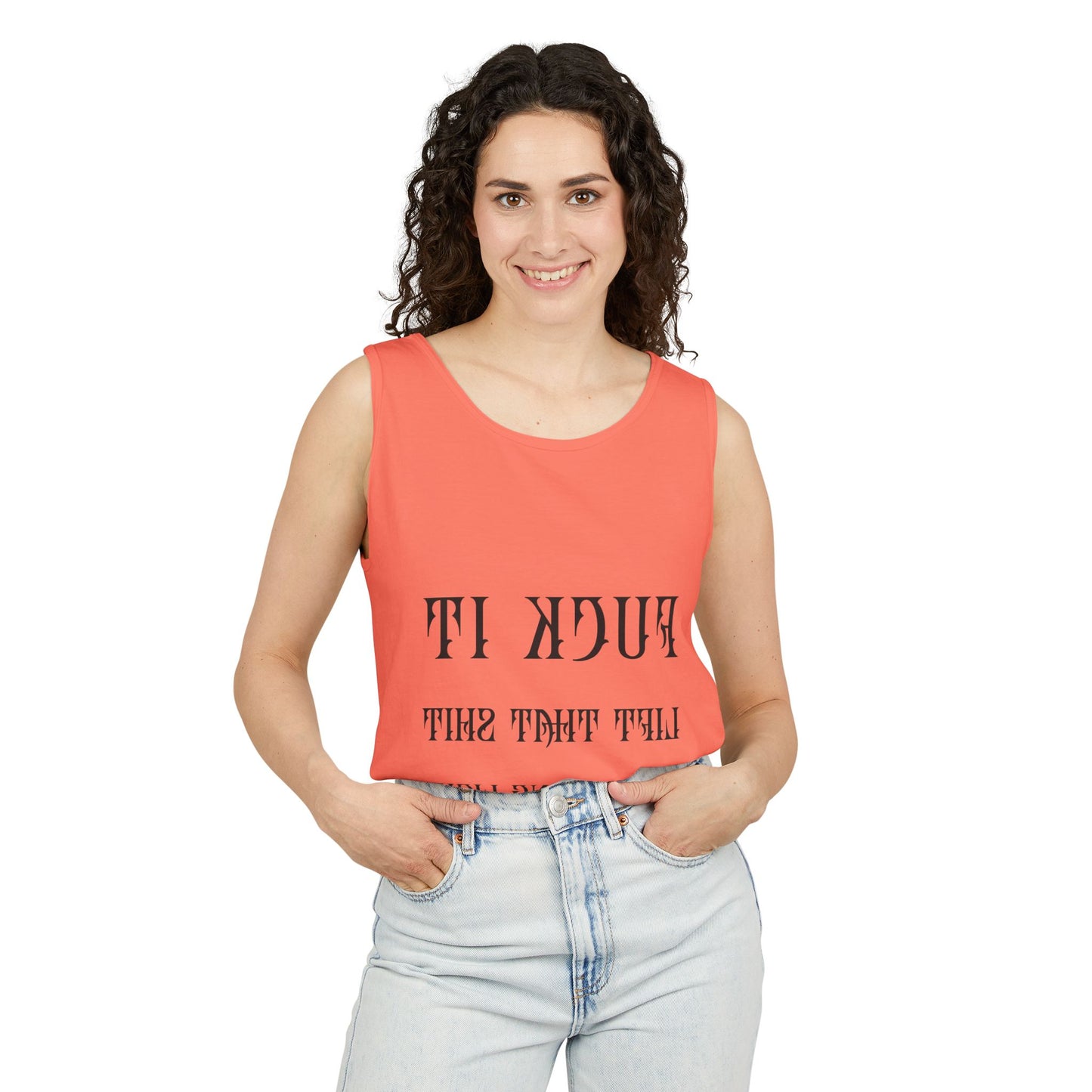 Unisex Garment-Dyed Tank Top - 'F*ck It, Lift That Sh*t' Motivational Workout Tee