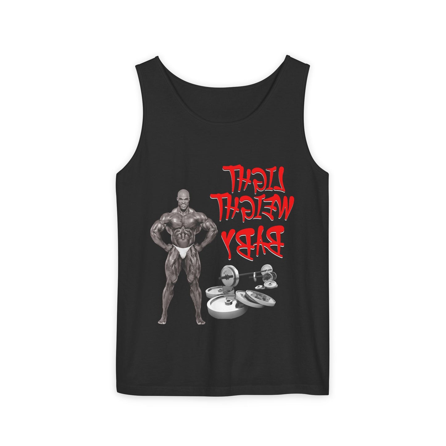 Unisex Garment-Dyed Tank Top - 'Light Weight Baby' Gym Shirt with Back Design