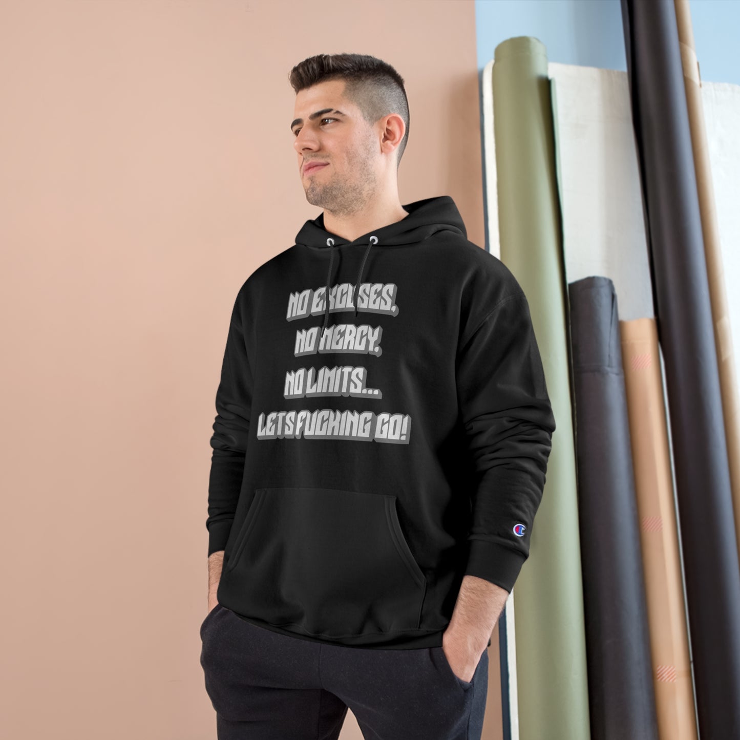 Motivational Champion Hoodie - No Excuses, No Mercy, No Limits!