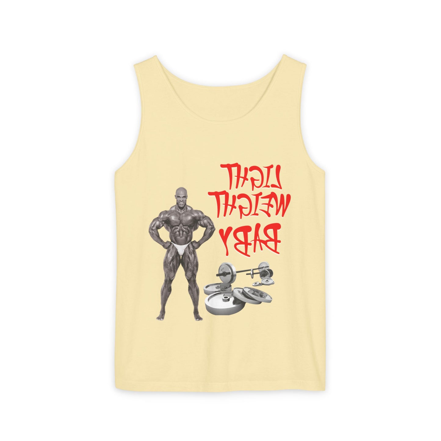 Unisex Garment-Dyed Tank Top - 'Light Weight Baby' Gym Shirt with Back Design