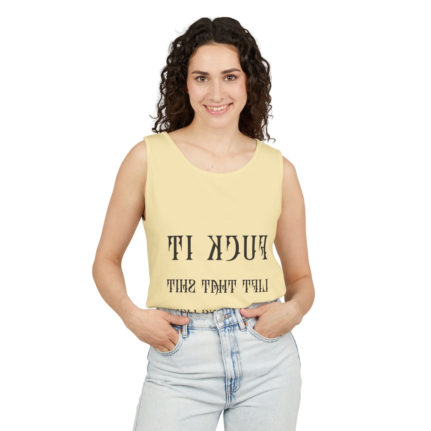 Unisex Garment-Dyed Tank Top - 'F*ck It, Lift That Sh*t' Motivational Workout Tee