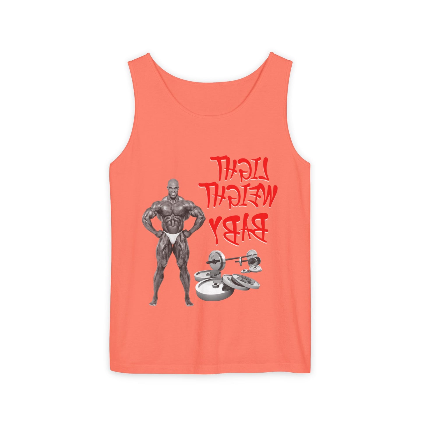 Unisex Garment-Dyed Tank Top - 'Light Weight Baby' Gym Shirt with Back Design