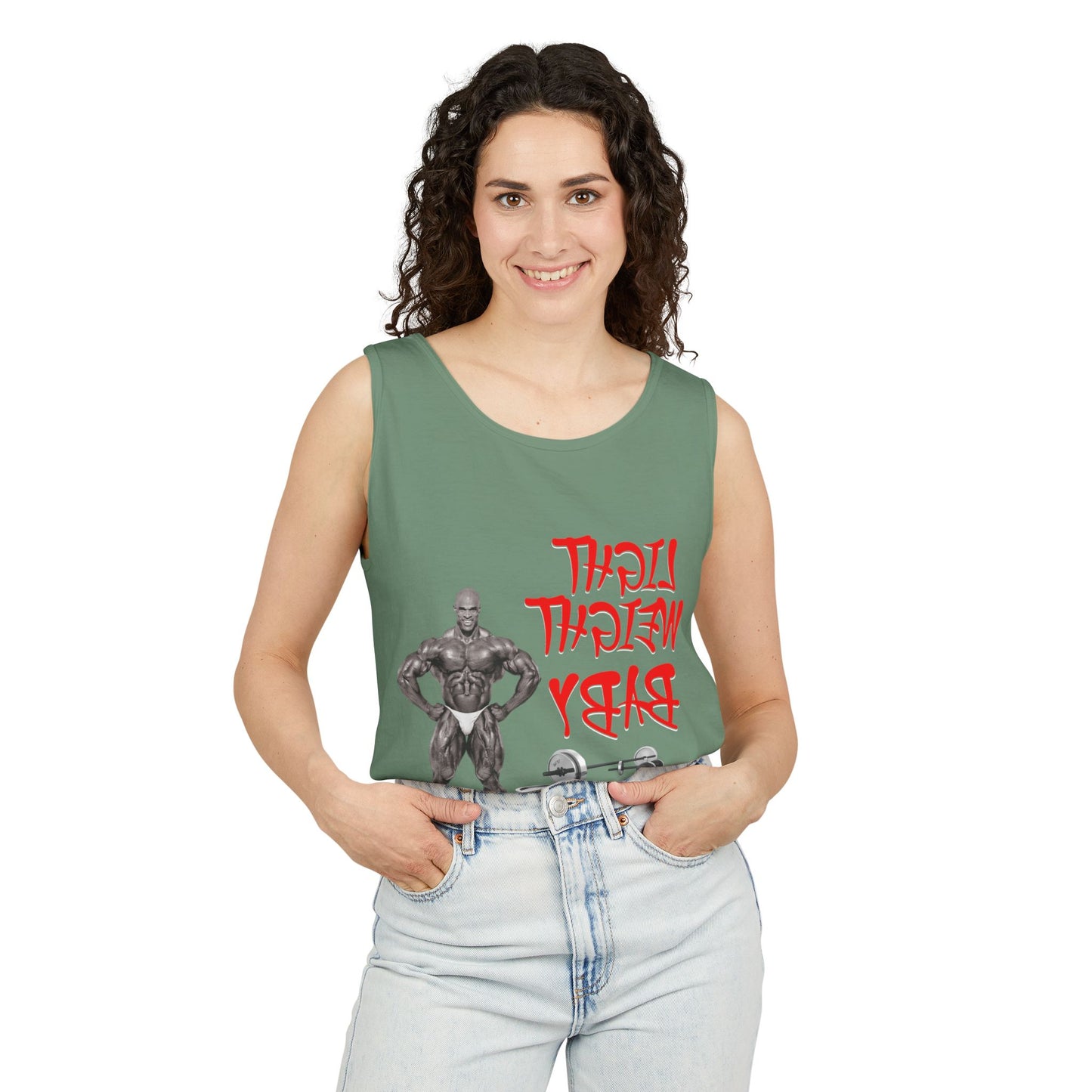 Unisex Garment-Dyed Tank Top - 'Light Weight Baby' Gym Shirt with Back Design