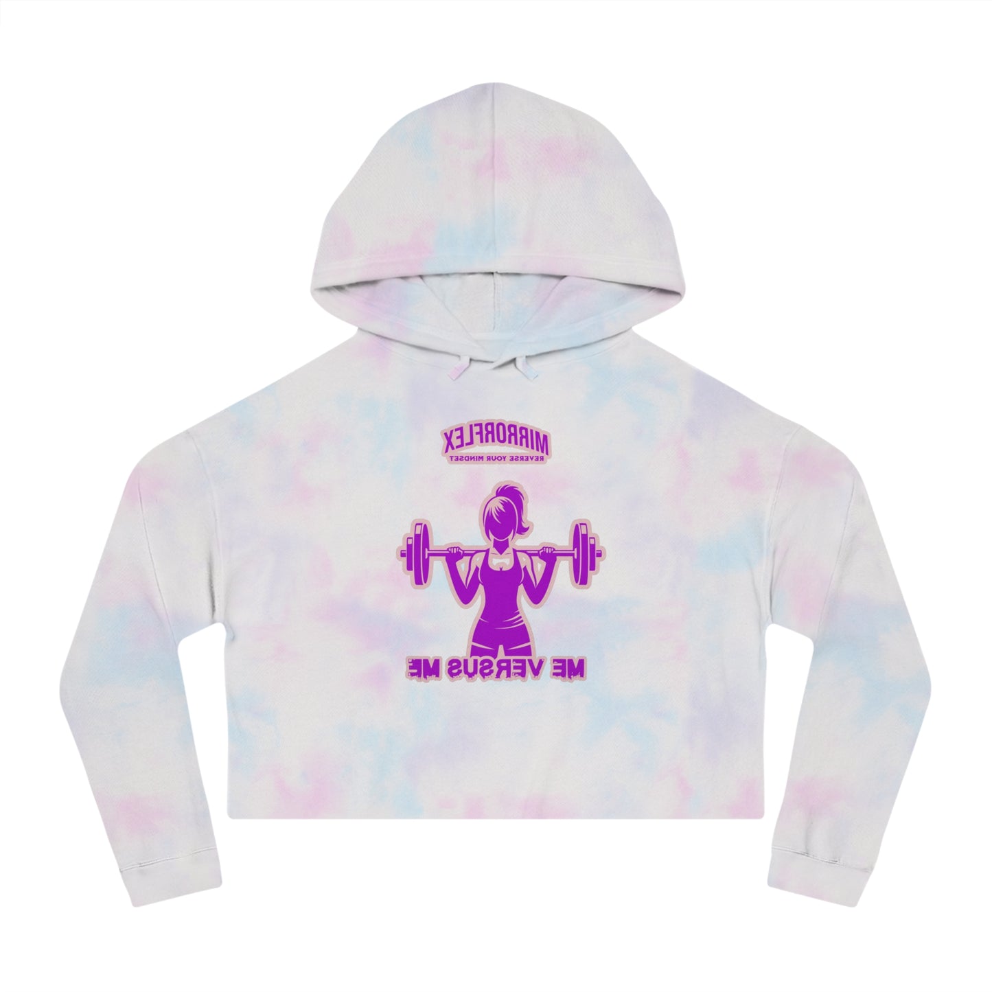Empowering Women's Cropped Hooded Sweatshirt - Mirrorflex Gym Design