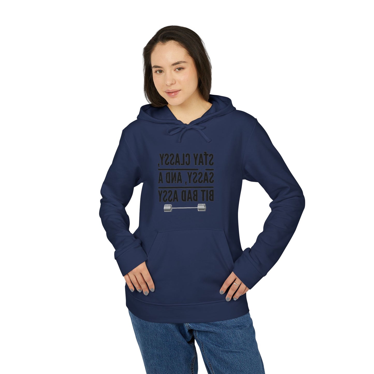 Adidas Unisex Fleece Hoodie - Motivational Fitness Sweatshirt with ‘Stay Classy’ Design
