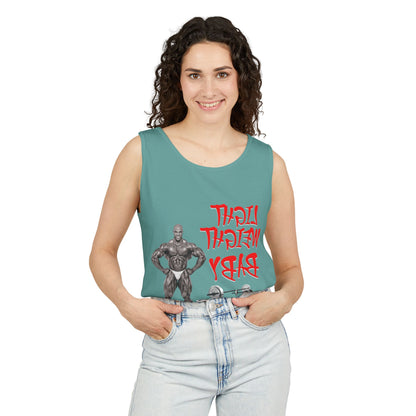 Unisex Garment-Dyed Tank Top - 'Light Weight Baby' Gym Shirt with Back Design