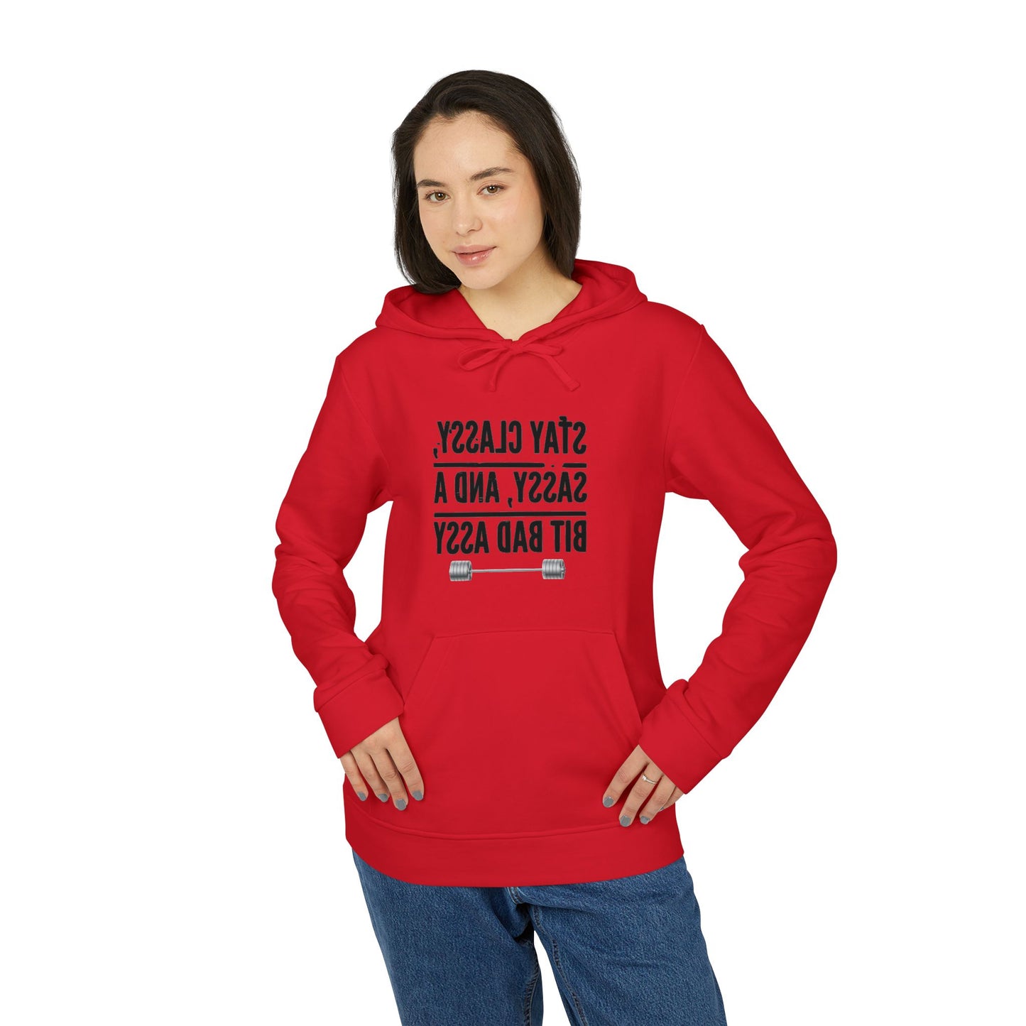 Adidas Unisex Fleece Hoodie - Motivational Fitness Sweatshirt with ‘Stay Classy’ Design