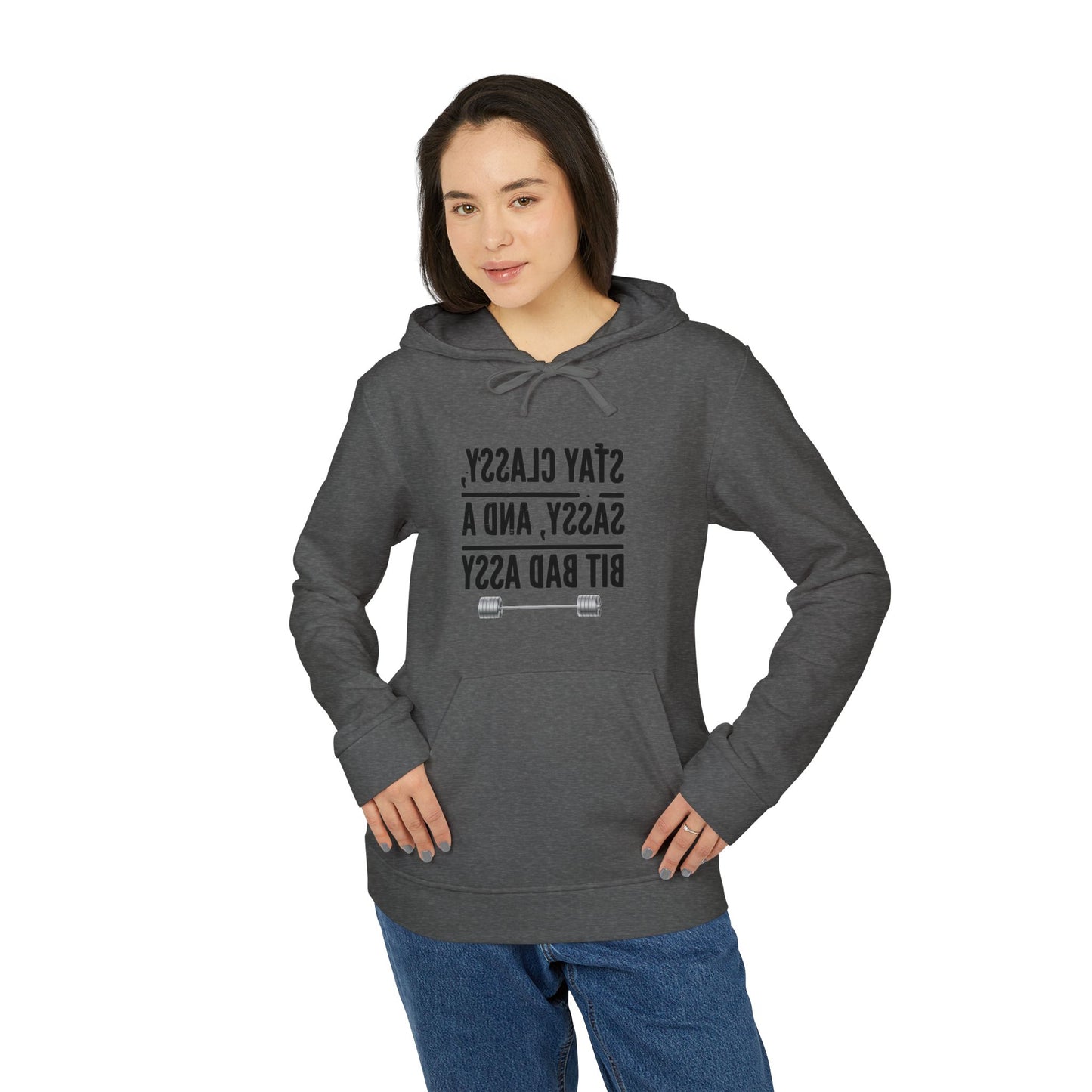 Adidas Unisex Fleece Hoodie - Motivational Fitness Sweatshirt with ‘Stay Classy’ Design