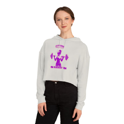 Empowering Women's Cropped Hooded Sweatshirt - Mirrorflex Gym Design