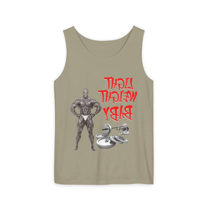 Unisex Garment-Dyed Tank Top - 'Light Weight Baby' Gym Shirt with Back Design