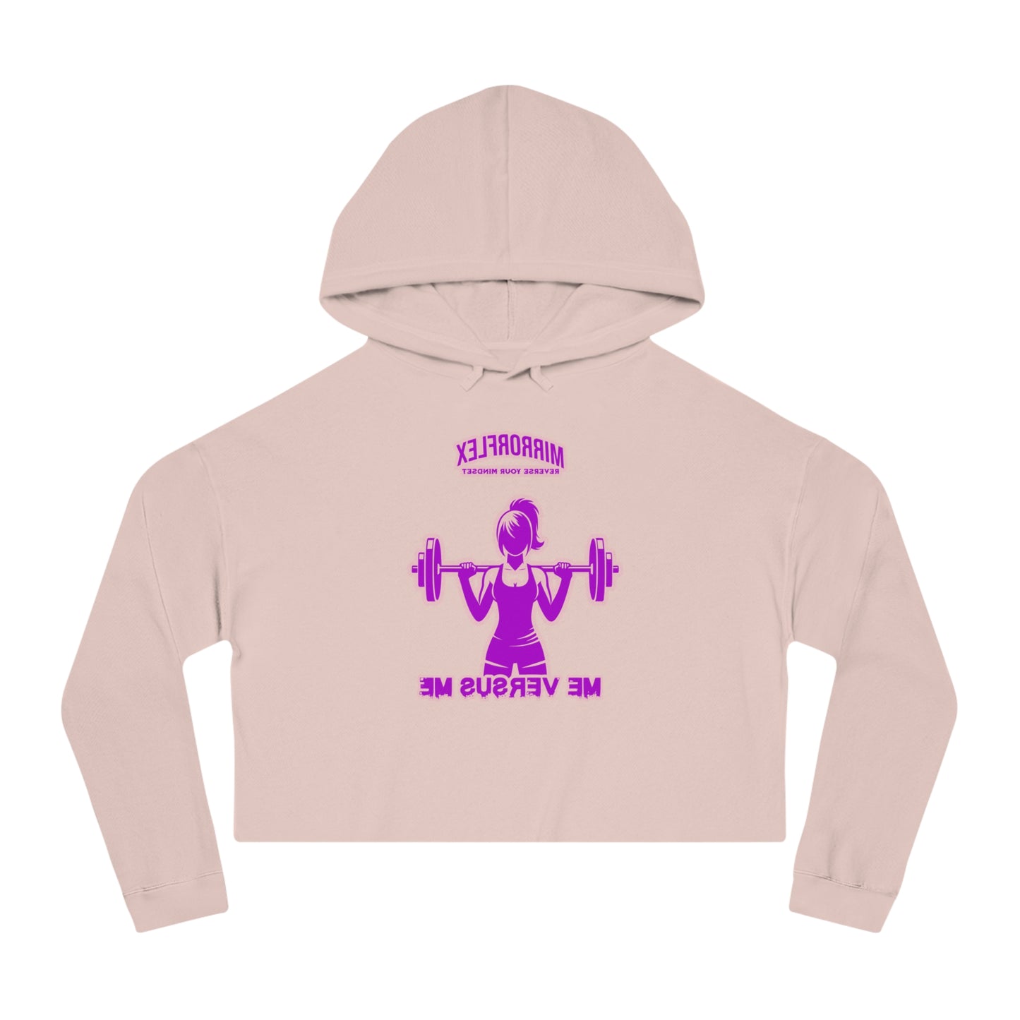 Empowering Women's Cropped Hooded Sweatshirt - Mirrorflex Gym Design