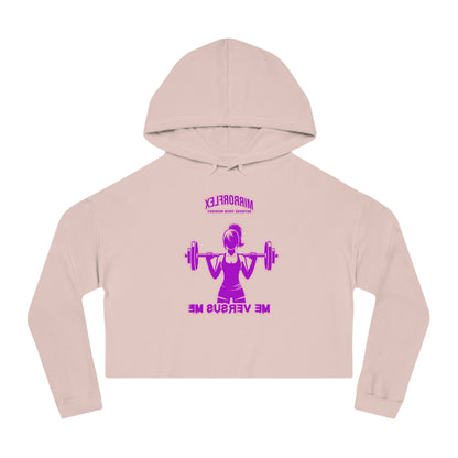 Empowering Women's Cropped Hooded Sweatshirt - Mirrorflex Gym Design
