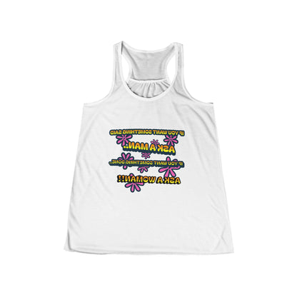 Empowering Women's Flowy Racerback Tank - 'Ask a Woman' Fitness Motivational Tee