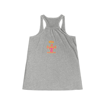 Empowering Women's Flowy Racerback Tank - 'Ask a Woman' Fitness Motivational Tee