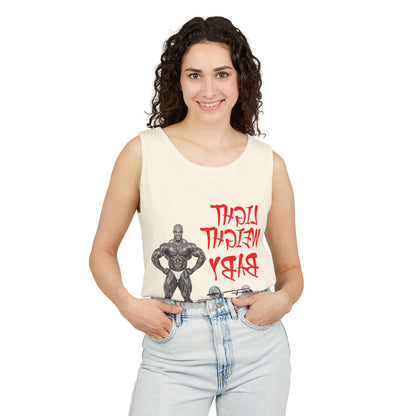Unisex Garment-Dyed Tank Top - 'Light Weight Baby' Gym Shirt with Back Design