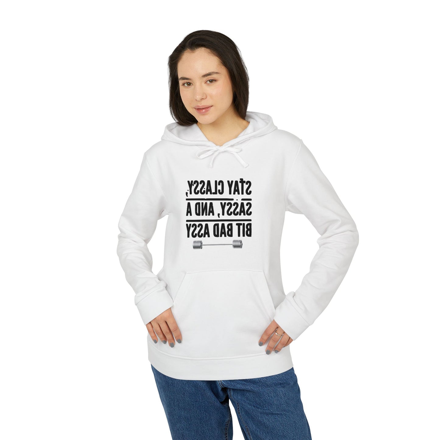 Adidas Unisex Fleece Hoodie - Motivational Fitness Sweatshirt with ‘Stay Classy’ Design
