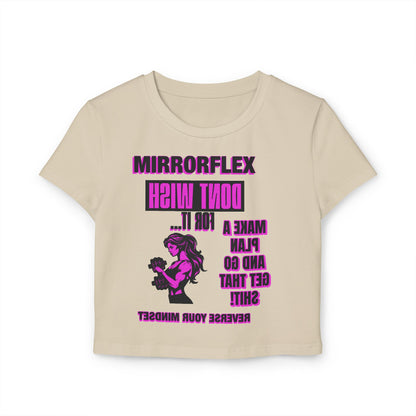 Motivational Women's Baby Tee - "Don't Wish For It" Fitness Shirt