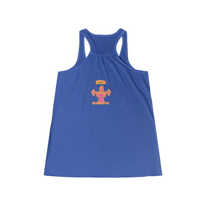 Empowering Women's Flowy Racerback Tank - 'Ask a Woman' Fitness Motivational Tee