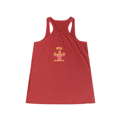 Empowering Women's Flowy Racerback Tank - 'Ask a Woman' Fitness Motivational Tee