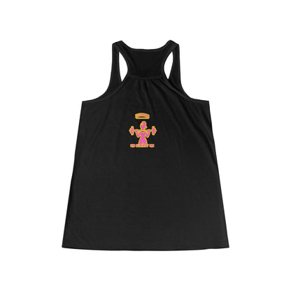 Empowering Women's Flowy Racerback Tank - 'Ask a Woman' Fitness Motivational Tee