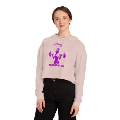 Empowering Women's Cropped Hooded Sweatshirt - Mirrorflex Gym Design