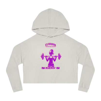 Empowering Women's Cropped Hooded Sweatshirt - Mirrorflex Gym Design