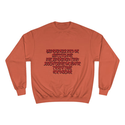 Champion Sweatshirt - 'No One Remembers the Outsider' Statement Crewneck - Stylish, Comfortable, Perfect for Friends and Family Gatherings