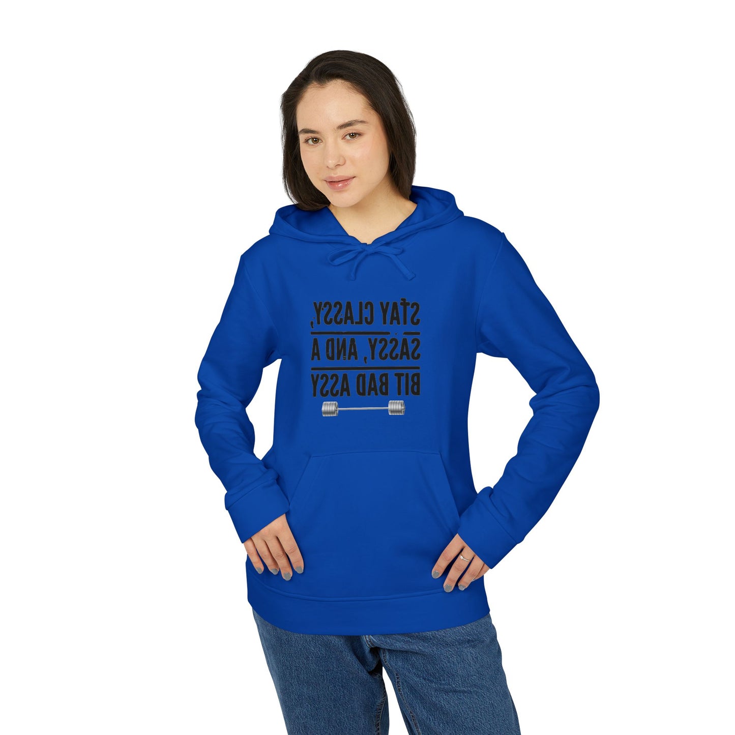 Adidas Unisex Fleece Hoodie - Motivational Fitness Sweatshirt with ‘Stay Classy’ Design