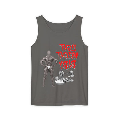 Unisex Garment-Dyed Tank Top - 'Light Weight Baby' Gym Shirt with Back Design