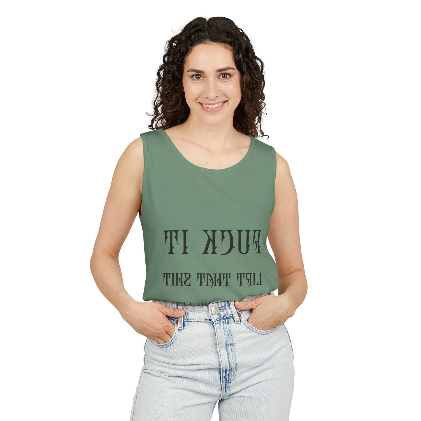 Unisex Garment-Dyed Tank Top - 'F*ck It, Lift That Sh*t' Motivational Workout Tee