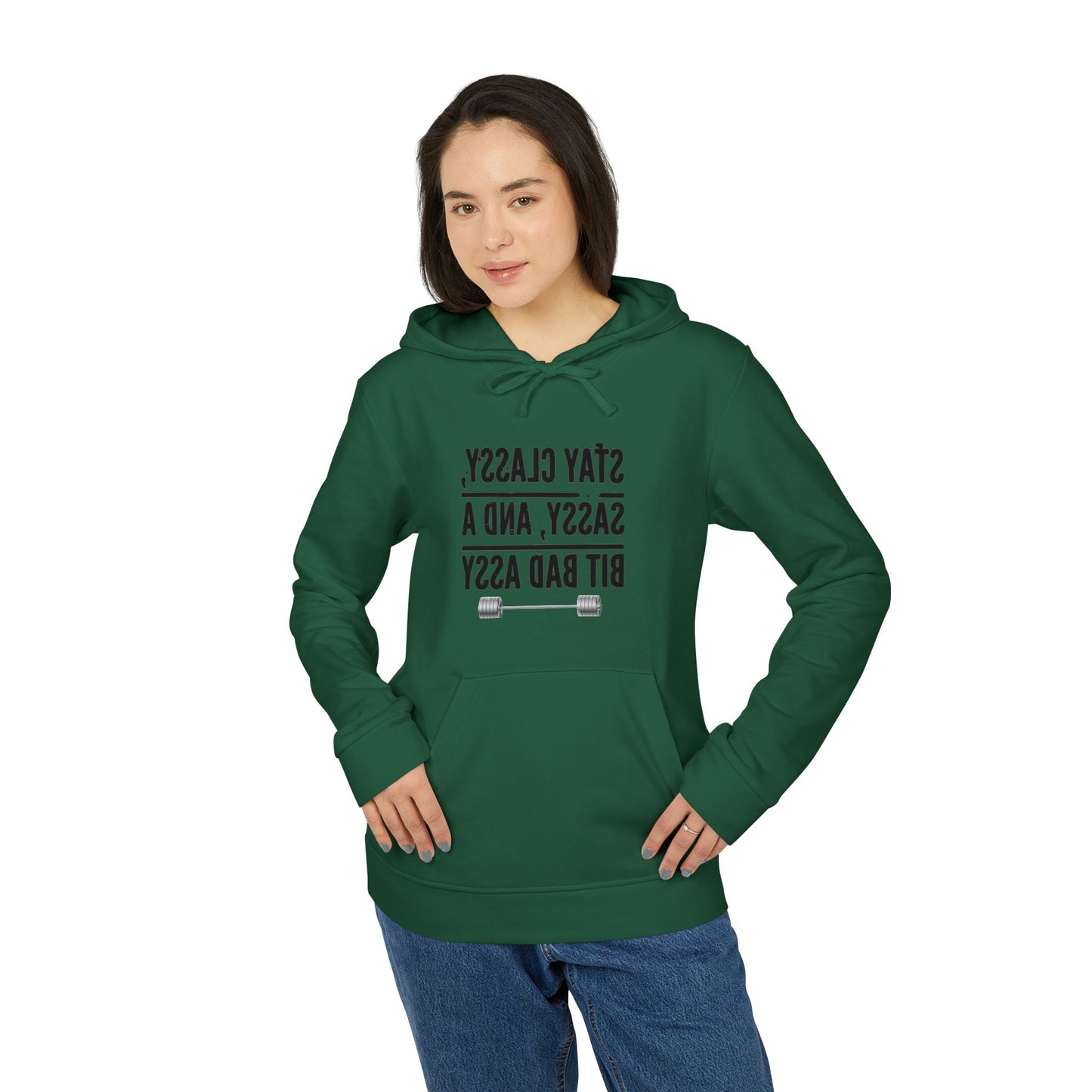 Adidas Unisex Fleece Hoodie - Motivational Fitness Sweatshirt with ‘Stay Classy’ Design