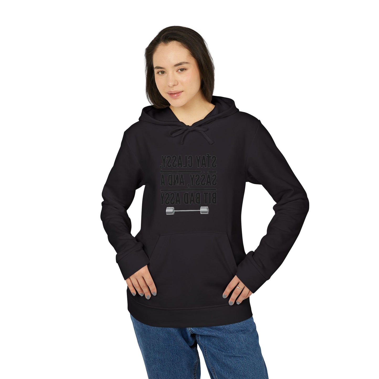 Adidas Unisex Fleece Hoodie - Motivational Fitness Sweatshirt with ‘Stay Classy’ Design