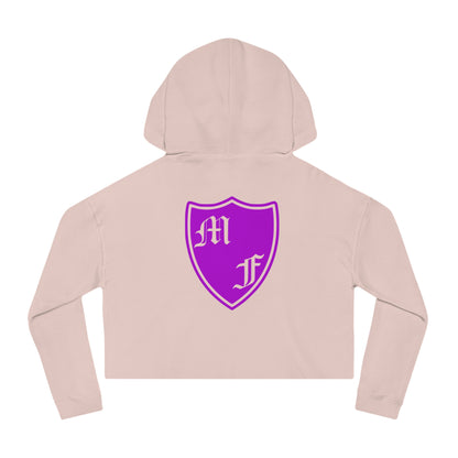 Empowering Women's Cropped Hooded Sweatshirt - Mirrorflex Gym Design