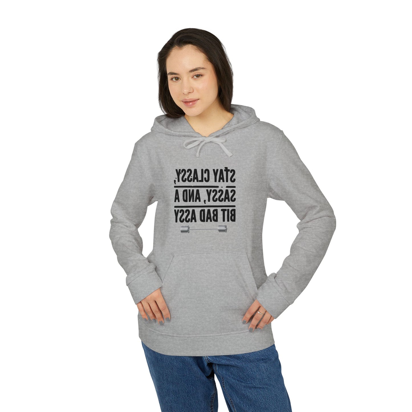 Adidas Unisex Fleece Hoodie - Motivational Fitness Sweatshirt with ‘Stay Classy’ Design