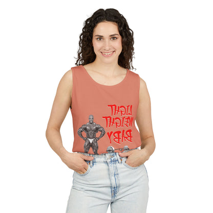 Unisex Garment-Dyed Tank Top - 'Light Weight Baby' Gym Shirt with Back Design