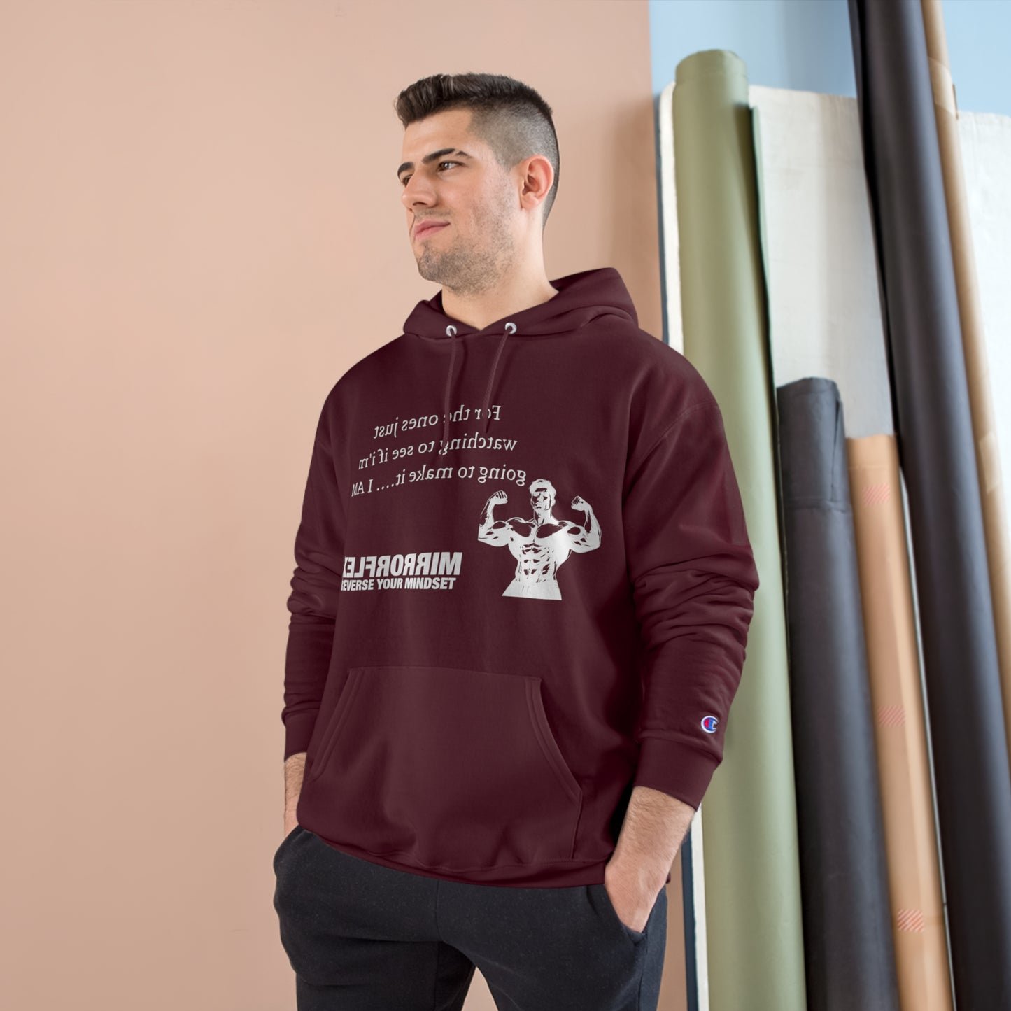 Motivational Champion Hoodie - Reverse Your Mindset, Fitness Inspiration, Gym Wear