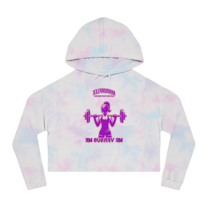 Empowering Women's Cropped Hooded Sweatshirt - Mirrorflex Gym Design